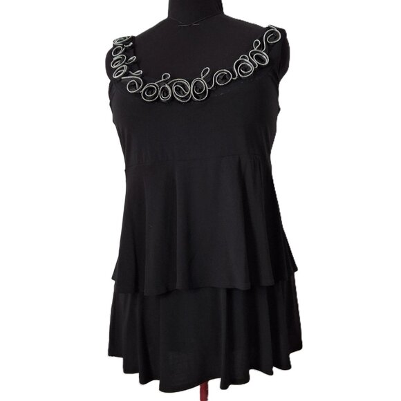 Peplum Top Slimming Ruffle Neckline Empire Style Large Tiana B. Size L - Picture 1 of 11